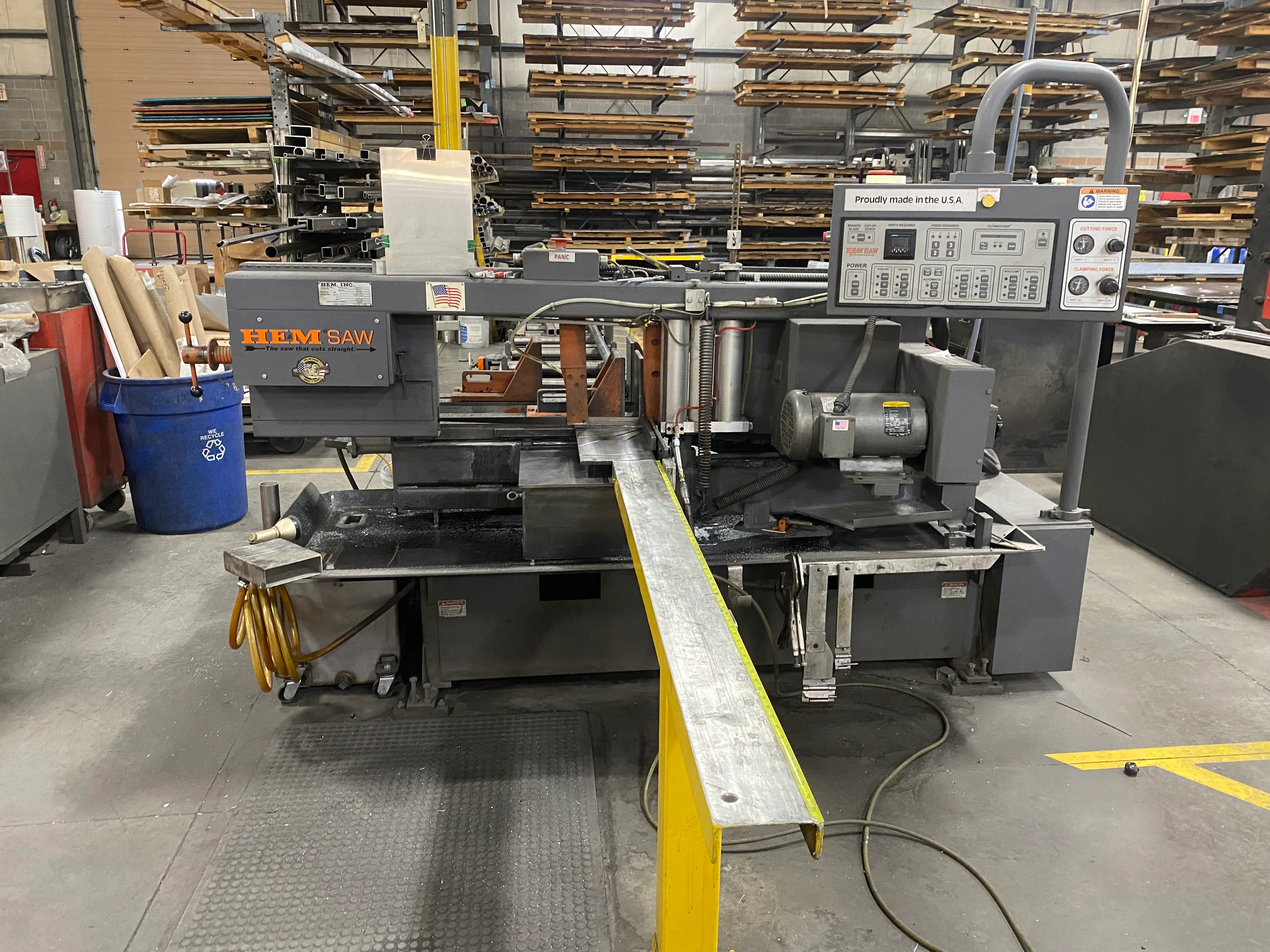 HEM horizontal band saw on the Keystone Fabricating shop floor