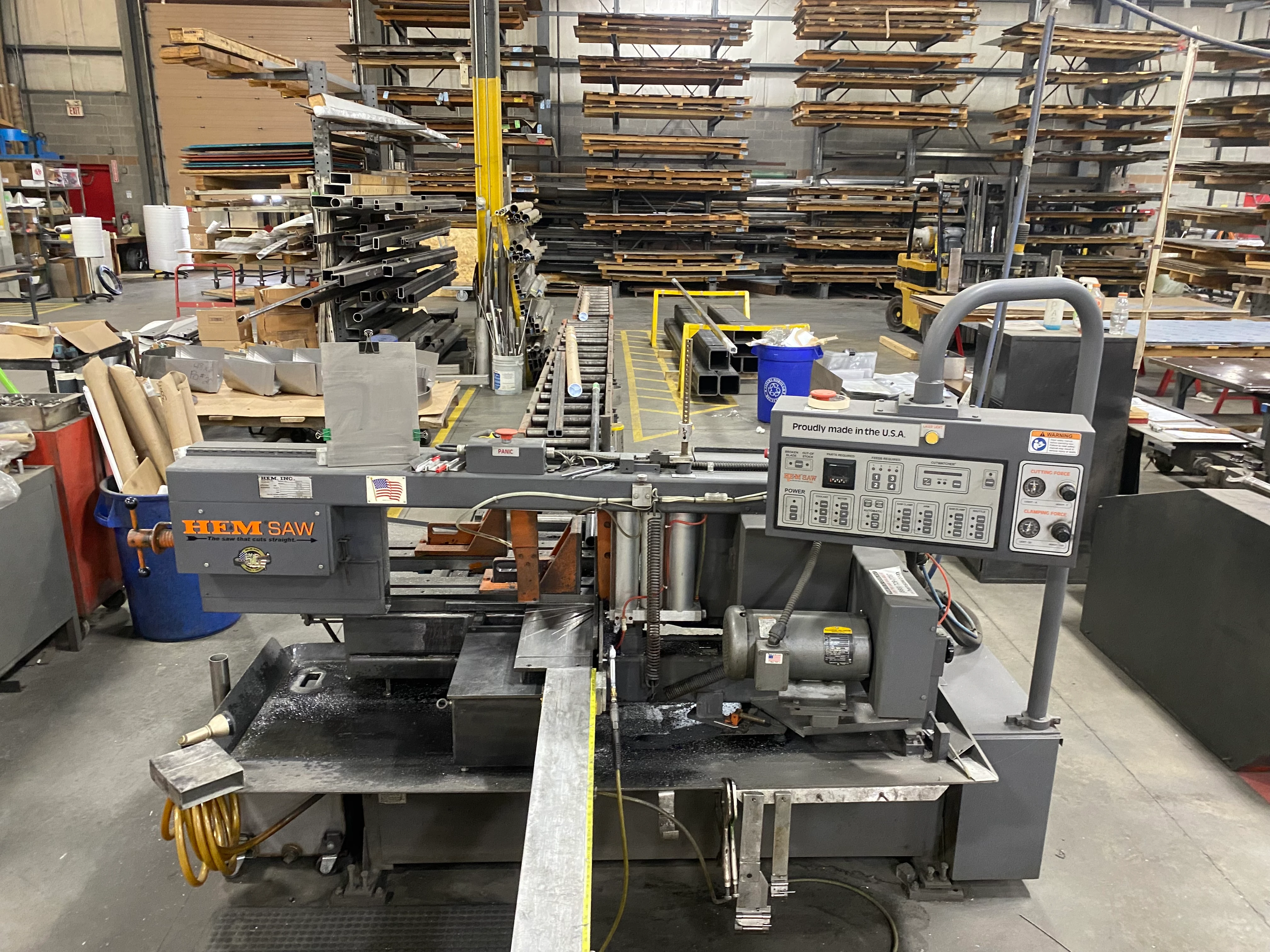 HEM horizontal band saw wide-angle view of the Keystone Fabricating facility